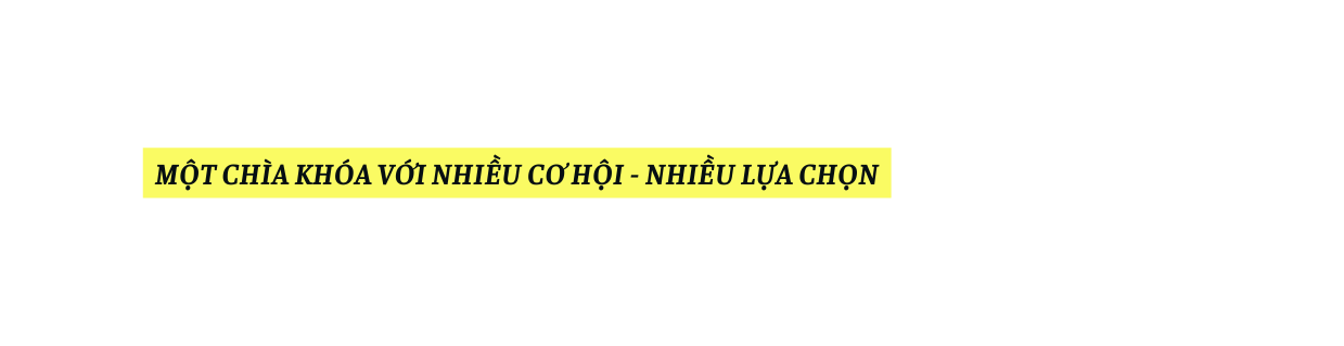 MỘT CHÌA KHÓA VỚI NHIỀU CƠ HỘI nhiều lựa chọn