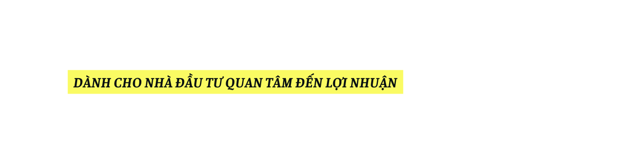 dành cho nhà đầu tư quan tâm đến lợi nhuận